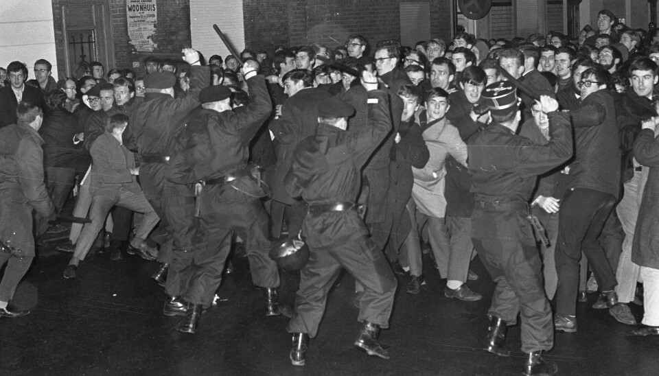 Studenten botsen met politie in Leuven (1968).