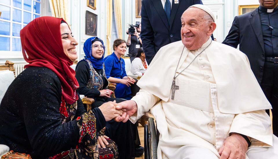 Paus Franciscus bij zijn bezoek aan de KU Leuven vorige maand.